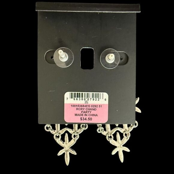 INC Silver-Tone Rhinestone Chandelier Earrings RCRY CHAND Party - Picture 2 of 3